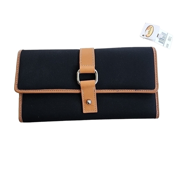 Talbots Handbags - New Talbots Black and Tan Vinyl Leather Wallet